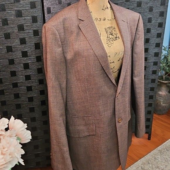 Men's Classic Brown Tweed Wool/Cashmere Blazer Size 46L - Picture 4 of 10